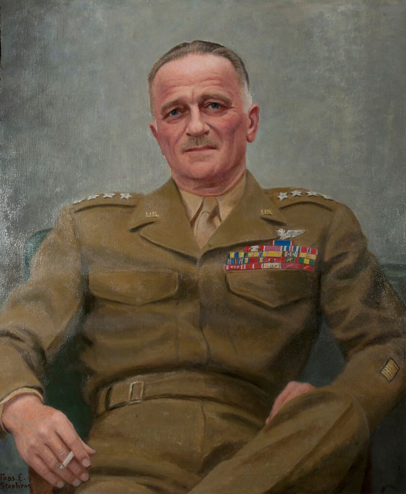 Painted portrait of General Carl A. Spaatz in uniform.